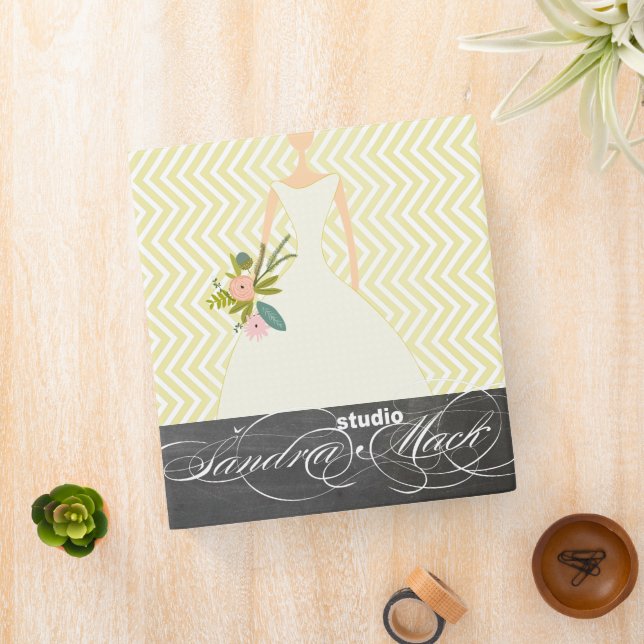 Peachy Pink Rose Zig Zag Wedding Planner 3 Ring Binder (In Situ)