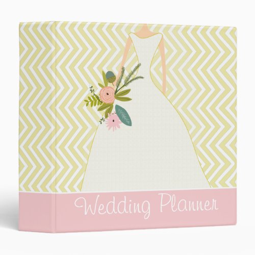 Peachy Pink Rose Zig Zag Wedding Planner 3 Ring Binder