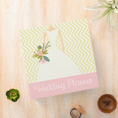 Peachy Pink Rose Zig Zag Wedding Planner Binder