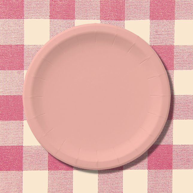 Peachy Pink Solid Color Paper Plates (Creator Uploaded)