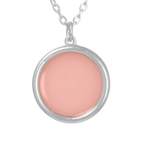 Peachy Pink Solid Color Silver Plated Necklace