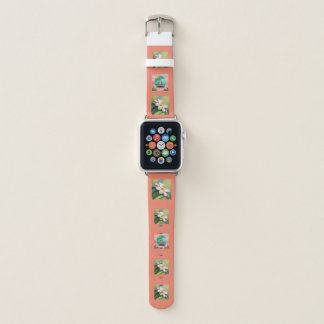 Peachy Plumeria sloth watch band Apple Watch Band