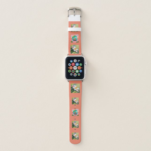  Peachy Plumeria sloth watch band Apple Watch Band (Front)