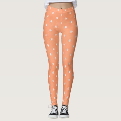 Peachy Pretty Polka Dots  Leggings