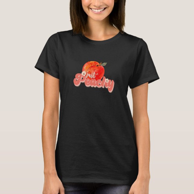 Peachy Retro 70s Georgia Peaches Summer Fruit T-Shirt (Front)