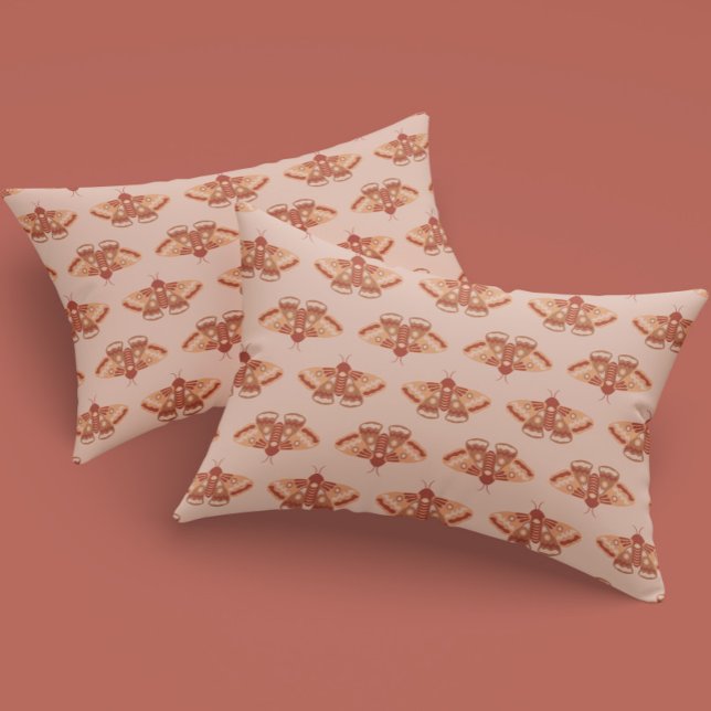Peachy Retro Moth – Delicate Repeating Print Pillow Case (Creator Uploaded)
