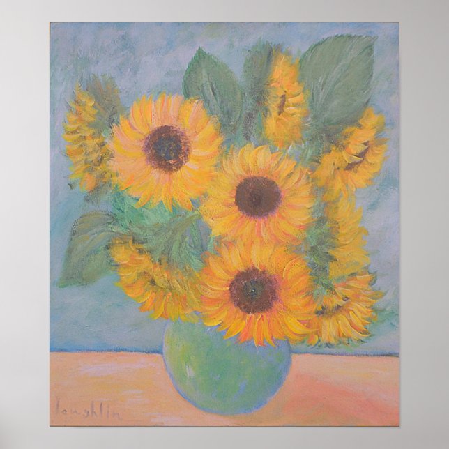 Peachy Sunflower Poster (Front)
