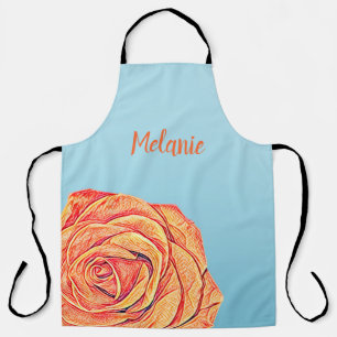 Peachy Tangerine Rose Apron