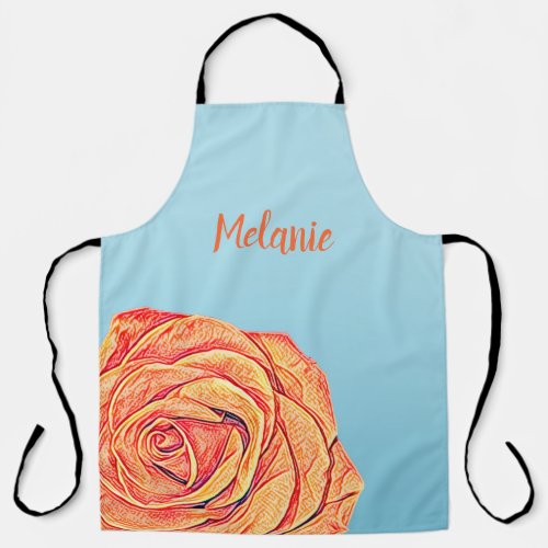 Peachy Tangerine Rose Apron