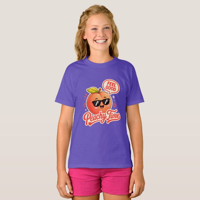 Peachy Time Cute Girls T-Shirt (Front Full)