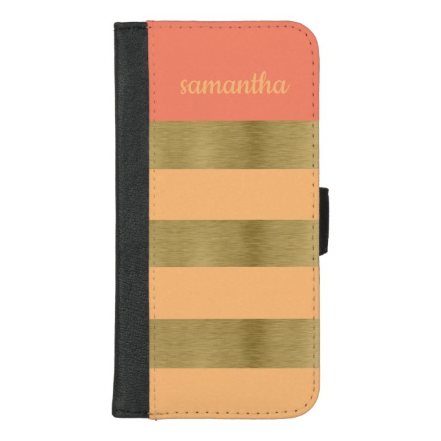 Peachy with Gold iPhone Wallet Case (Front)