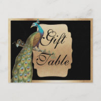 Peackcock Gold Gift Table Sign
