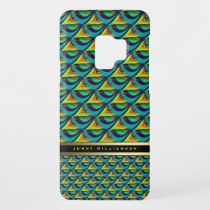 Peaco-Patt Teal Purple Yellow Pattern Galaxy S2 Case-Mate Samsung Galaxy S9 Case