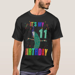 Peacock 11th Birthday Cute Birds Animal Graphi T-Shirt