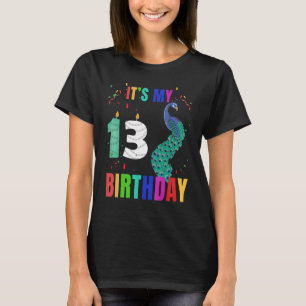 Peacock 13th Birthday Cute Birds Animal Graphic T-Shirt