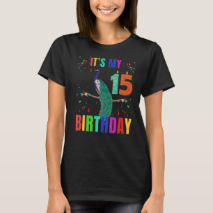 Peacock 15th Birthday Cute Birds Animal Graphic T-Shirt