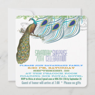 Peacock  70th or Any Year Birthday Party Invitation