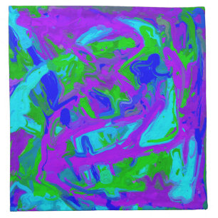 Peacock Abstract Watercolors Cloth Napkin