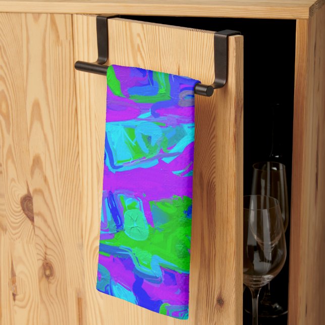 Peacock Abstract Watercolors Kitchen Towel (Thirds Fold)