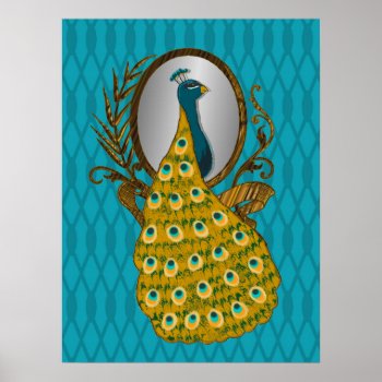 Peacock Admiring His Reflection Poster Print by sfcount at Zazzle
