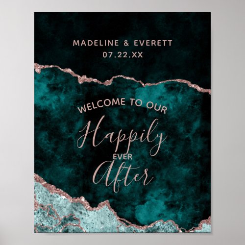 Peacock Agate Happily ever After Reception Sign