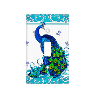 Peacock and blue swirl switch cover