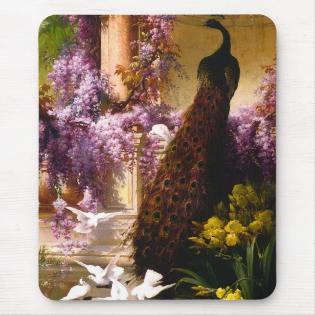 Peacock and Doves in a Garden Mouse Pad (Front)
