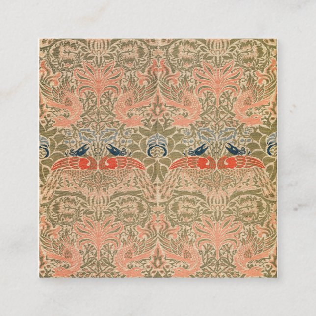 Peacock And Dragon (1878) By William Morris Square Business Card (Front)