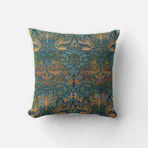 Peacock and Dragon, 1878 by William Morris Throw Pillow