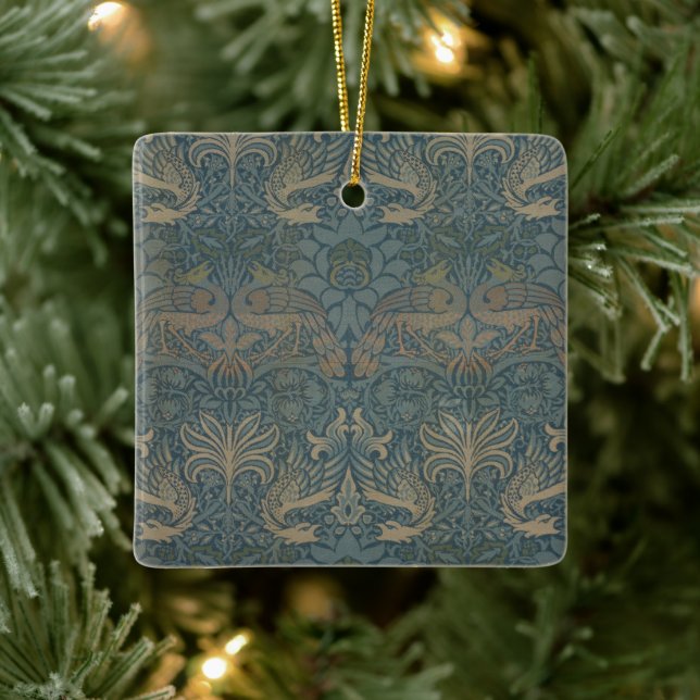 Peacock and Dragon by William Morris Ceramic Ornament (Tree)