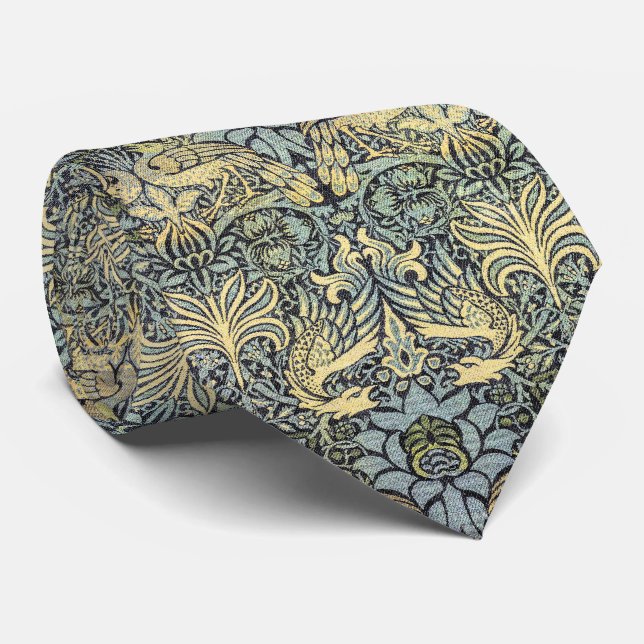 Peacock and Dragon by William Morris Neck Tie (Rolled)