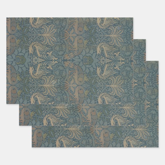 Peacock and Dragon by William Morris Wrapping Paper Sheets (Set)