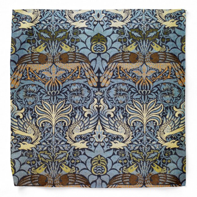 Peacock and Dragon, William Morris Bandana (Front)