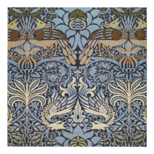 Peacock and Dragon, William Morris Faux Canvas Print