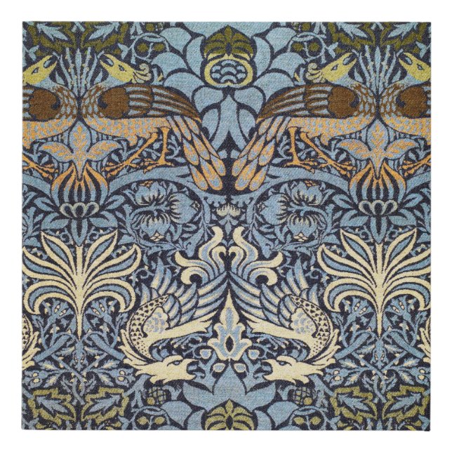 Peacock and Dragon, William Morris Faux Canvas Print (Front)