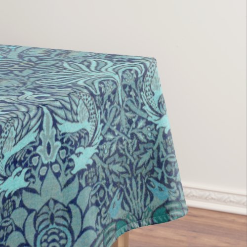 Peacock and Dragon William Morris Navy Blue Floral Tablecloth