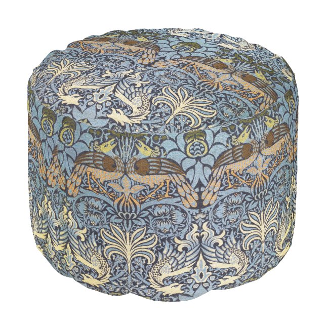 Peacock and Dragon, William Morris Pouf (Angled Back)