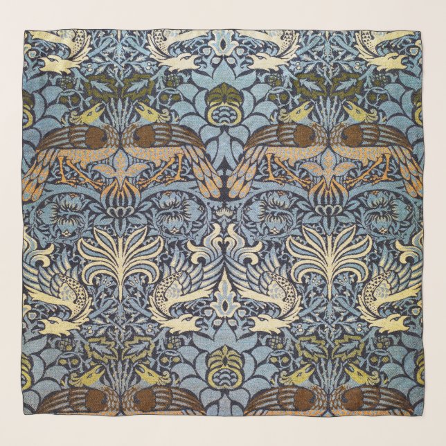 Peacock and Dragon, William Morris Scarf (Front)