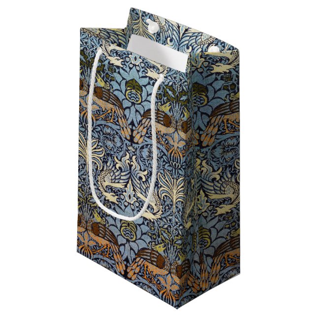 Peacock and Dragon, William Morris Small Gift Bag (Front Angled)
