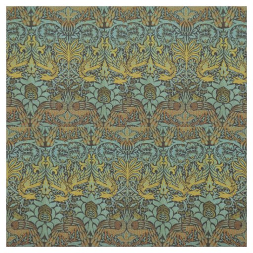 Peacock and Dragon William Morris Tapestry Design Fabric | Zazzle.com