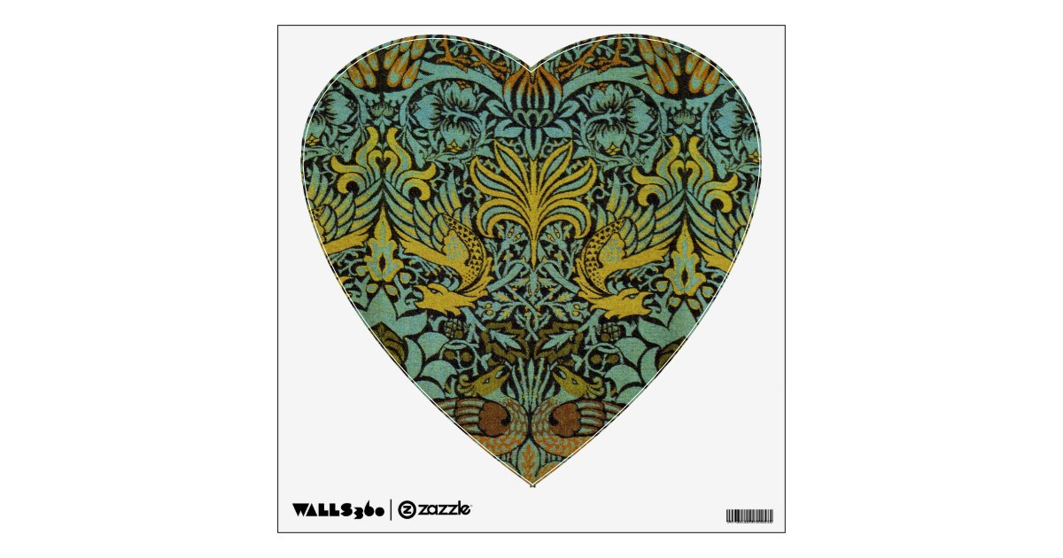 Peacock And Dragon William Morris Tapestry Design Wall Decal Zazzle Com Peacock wall art decor for bedroom, gorgeous elegant animals oil painting canvas prints of white noble peafowl in rain forest (vibrant & waterproof, 1 thick frame once fabricated, this stunning peacock artwork can be hung on the wall. zazzle