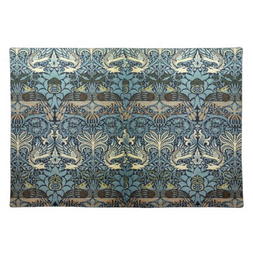 PEACOCK AND DRAGON WOOL TEXTILE _ WILLIAM MORRIS CLOTH PLACEMAT
