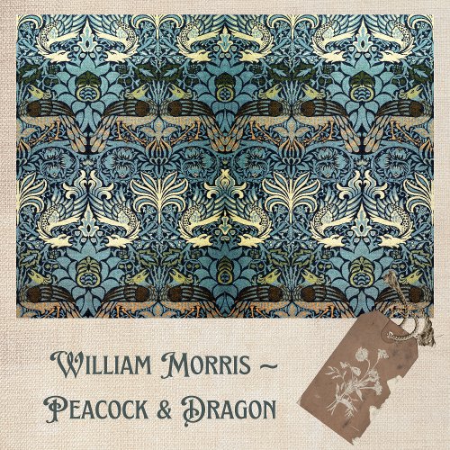 PEACOCK AND DRAGON WOOL TEXTILE _ WILLIAM MORRIS TISSUE PAPER