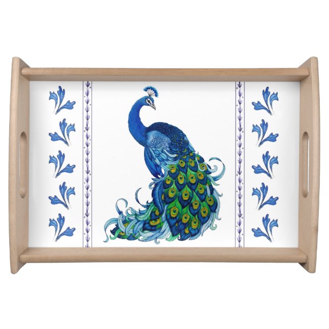 Peacock and Dragonfly Design Tray (Front)
