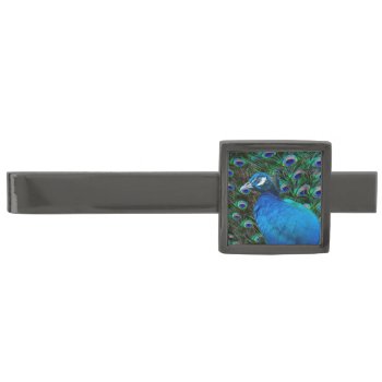 Peacock And Feather Gunmetal Finish Tie Bar by ErikaKai at Zazzle
