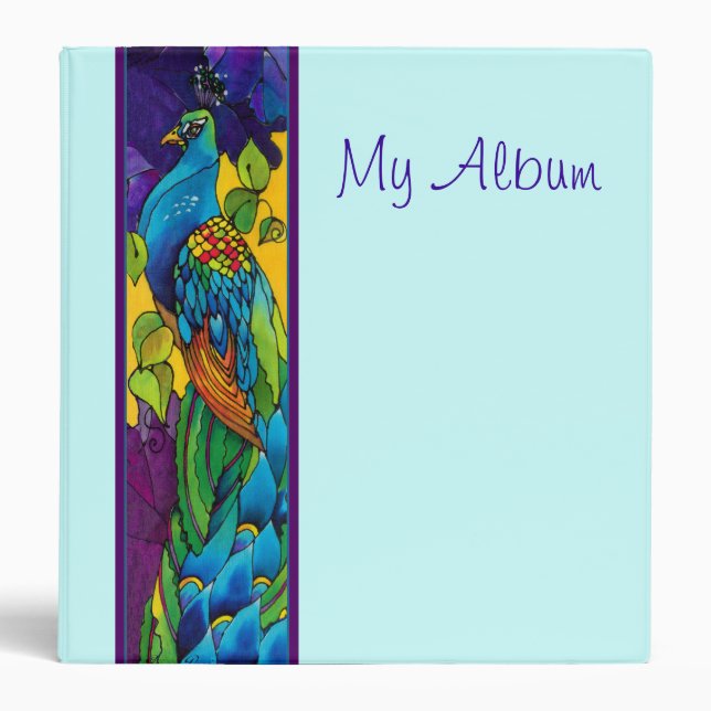 Peacock and Feathers Binder or Photo Album (Front)