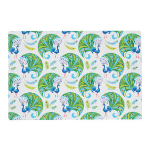 Peacock and Feathers Pattern Placemat