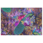 Peacock and Flowers on Purple Decoupage