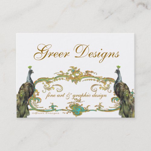 Peacock and Gold Business/Profile/Save the Date Business Card Template