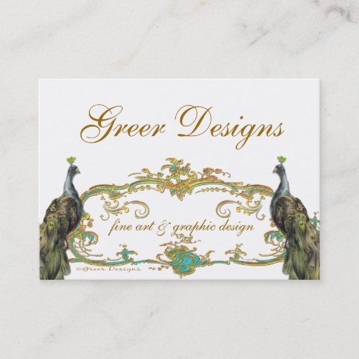 Customizable Peacock and Gold Business/Profile/Save the Date Business Card Template